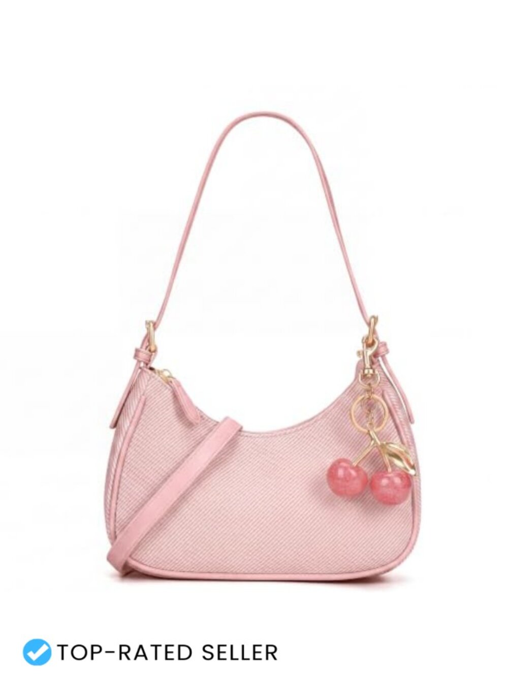 Y2K Cherry Charm Crossbody Bag Shoulder Purse Faux Leather Hobo